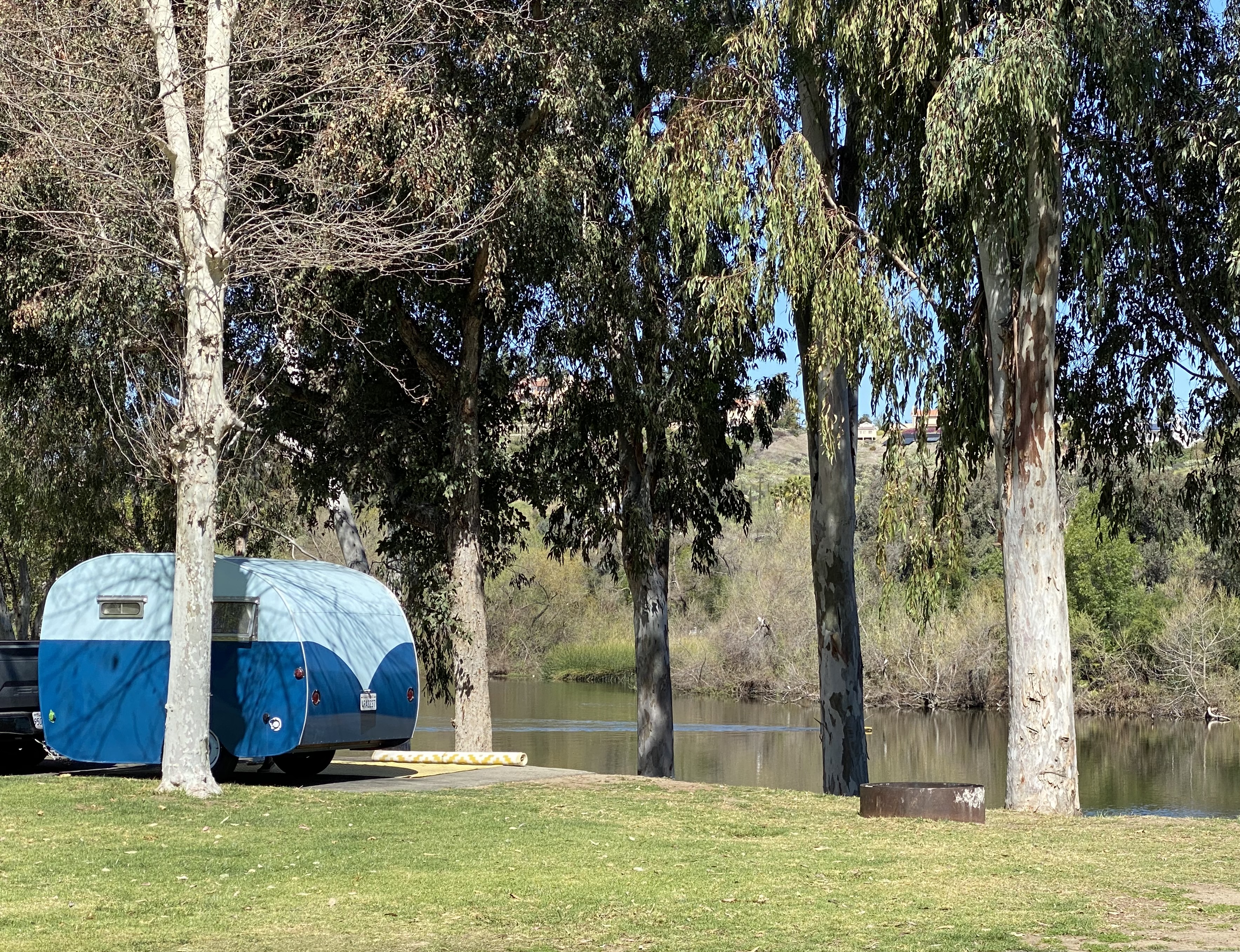 San Dimas vintage trailer lake