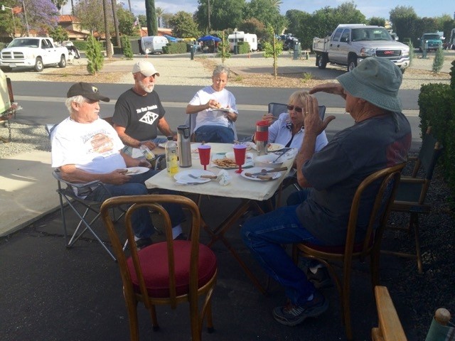 Munching and visiting with friends...