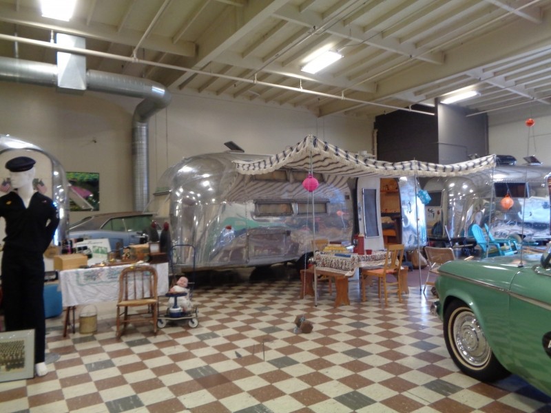 Another view of vintage trailer display inside the museum...