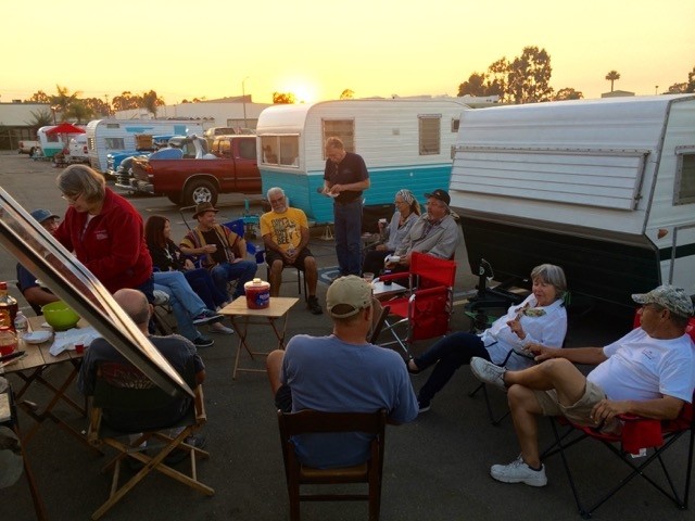Enjoying sunset camaraderie