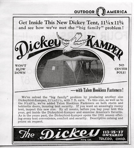 Dickey Kamper Tent Avertisement 1931