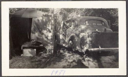 Tent & Auto Chevy 1937