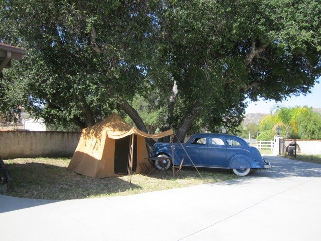 Tent adjacent to the 1937 Chrysler Airflow