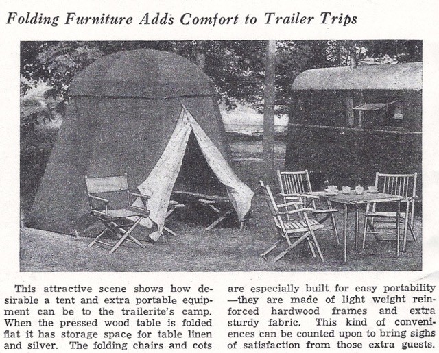 vintage tent & vintage trailer furniture ad