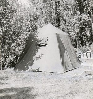Umbrella Tent Camping 1950 Photo