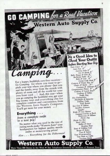 Tent Camping Western Auto Supply Advertisement