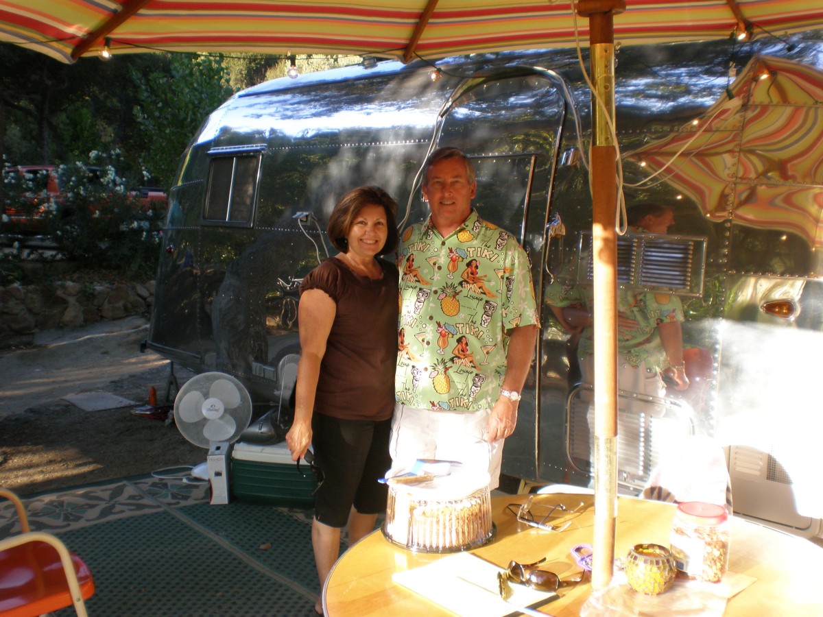 
1950 MOBILE SPORTSMAN
Mike [Wagonmaster] &amp; Kitty Keenan
Orange, California
[In front of their 
1957 Airstream] 