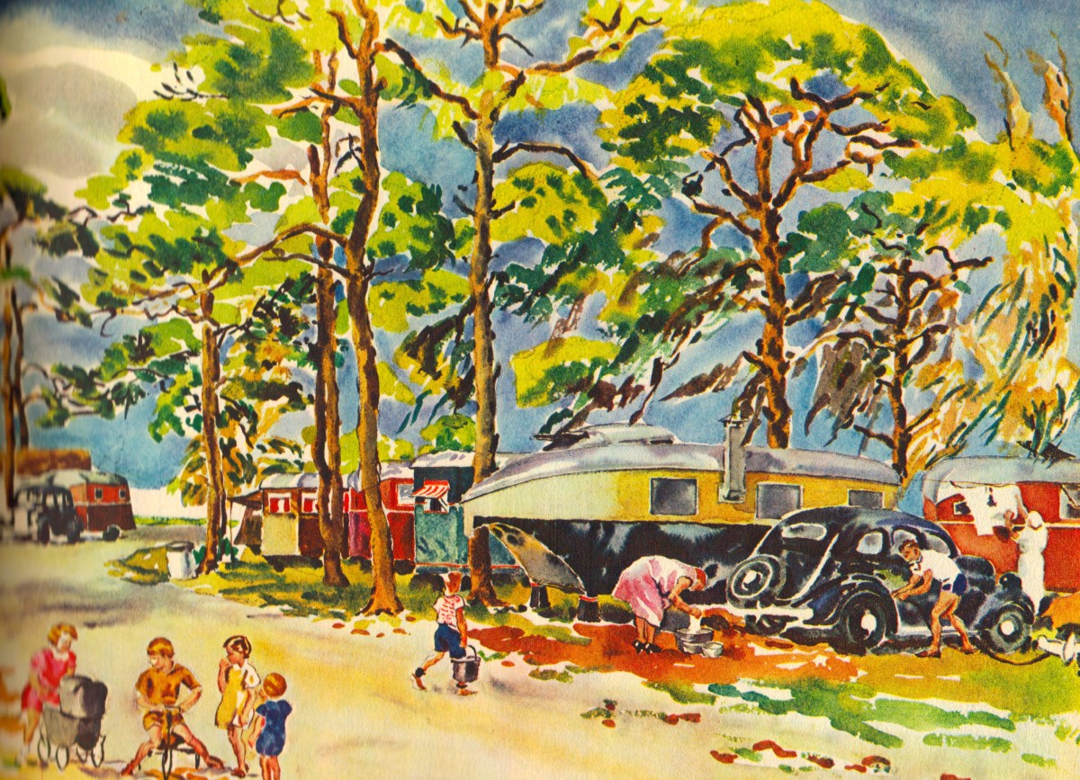 
4th Annual
TRAIL ALONG TO PISMO
Vintage Trailer Rally
May 19 - 22, 2011
[Painting by , J. W. Golinkin, March 1937, Fortune Magazine] 