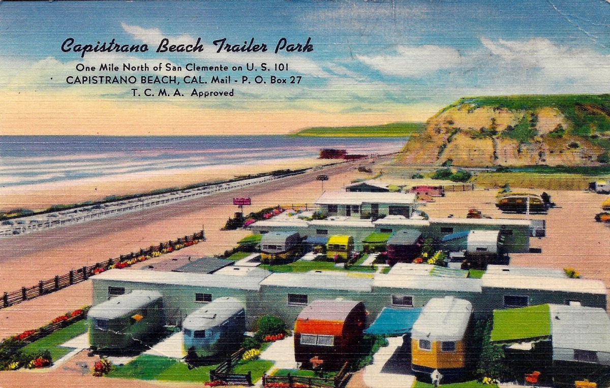 
c. early 1950s
Capistrano Beach Trailer Park
Capistrano, Cal.
("Colourpictures" Publication
Mass.  and L. A. Office) 
