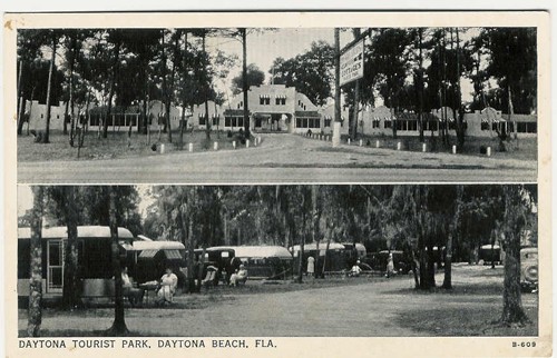 
c.
DAYTONA TOURIST PARK
Daytona Beach, Fla.
"Florida's Newest and Finest"
B-609 (MFD byFort Wayne Printing Co., Ind.) 