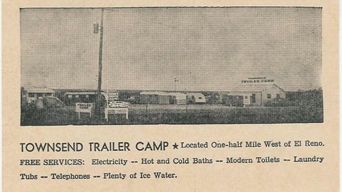 
c. early 1950s
Takes one cent stamp
TOWNSEND TRAILER CAMP
El Reno, Okla. 