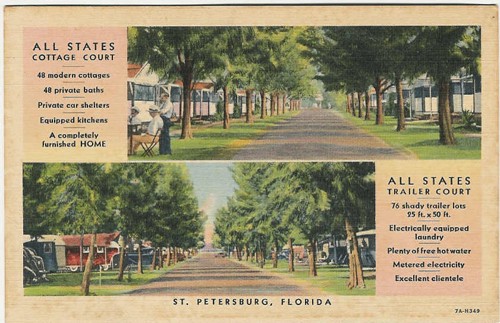 
c. 1937
ALL STATES TRAILER COURT
St. Petersburg, Florida
7A-H349
(Curt Teich &amp; Co., Inc., Chicago) 
