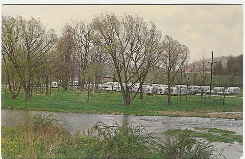 
c. 1966
Old Dutch Mill Park
Kutztown, PA 19530
"Tent and trailer campground -
View of the Wally Byam 
Air Stream [sic] Trailer Rally, 1966.  In the Penna. Dutch country."
(Conover Printing) 