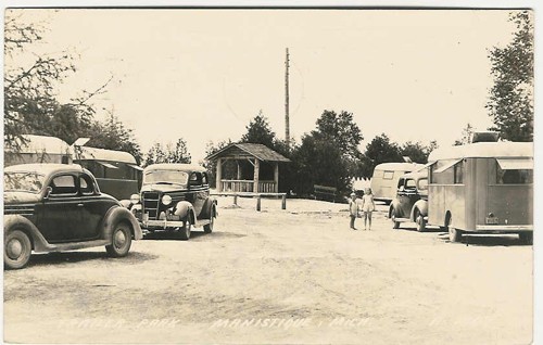 
c.
PM 1942; one cent stamp
Trailer Park
Manistique, Mich. 