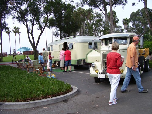 
Welcoming visitors to the vintage trailer open house. 