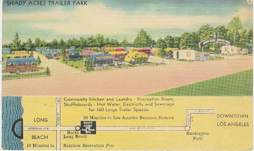 c.
SHADY ACRES TRAILER PARK
Long Beach; near downtown Los Angeles
A1263
(MWM "Color-Litho" Mid-West Map Co.; Aurora, MO)