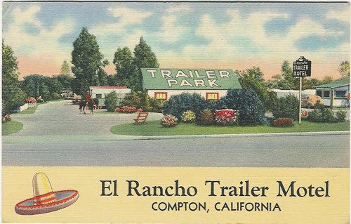 c.
PM 1946
EL RANCHO TRAILER MOTEL
Compton, CA
("C.T.Art-Colortone")