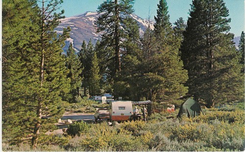 
c.
Camping in the High Sierras
"Vacaton land in California, among the whispering pines.  Cool bubbling streams provide the best trout fishing."
H-3192
(Publ. &amp; Distr. by Columbia; North Hollywood, Calif.) 