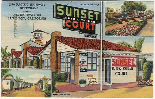 
c.
PM 1943
Sunset Auto &amp; Trailer Court
San Diego, California
(Genuine Curteich-Chicago) 