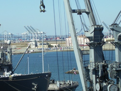 
If you look closely, you can see our trailers in the background.
View is from flight deck of the USS Hornet. 