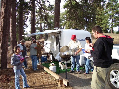 
They share it with all campers;
campsite service.  
Delicious.  Thank you. 