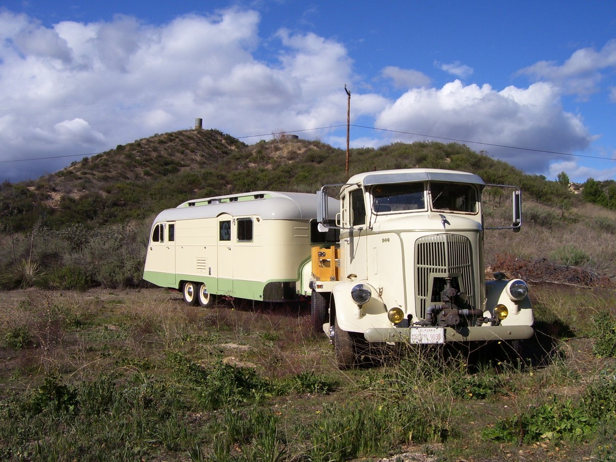 The REO enjoys its use as a tow vehicle for our vintage trailers . . .