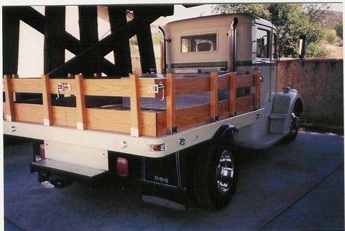 
Unfortunately, the original bed (tanks) are not available for us to restore the bed to its original "look"; but we love the '38 REO as it now exists.  We actually got to meet one of Ralph's students who worked on this truck in the 90's.   