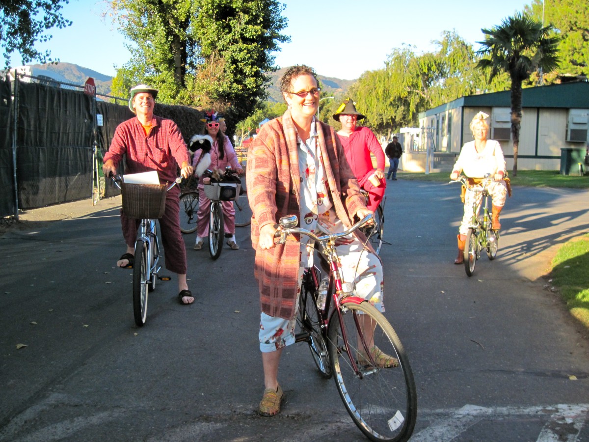 Saturday morning pajama bicycle ride around camp
