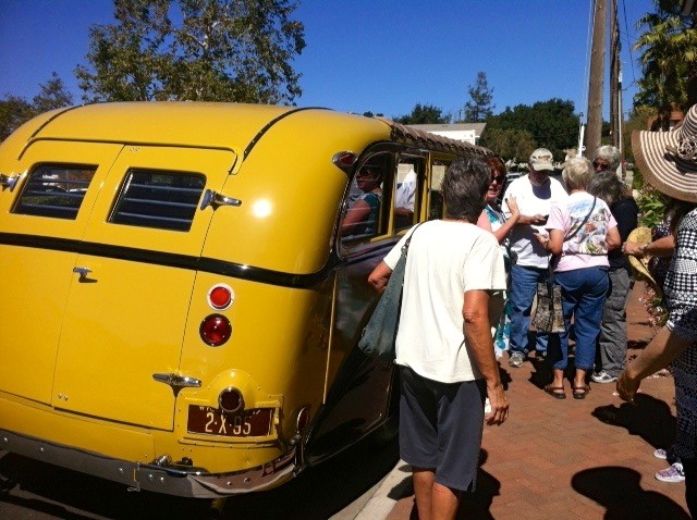Brad & Aaron graciously taking folks to Solvang in Brad's ever so popular 1937 Yellowstone bus...