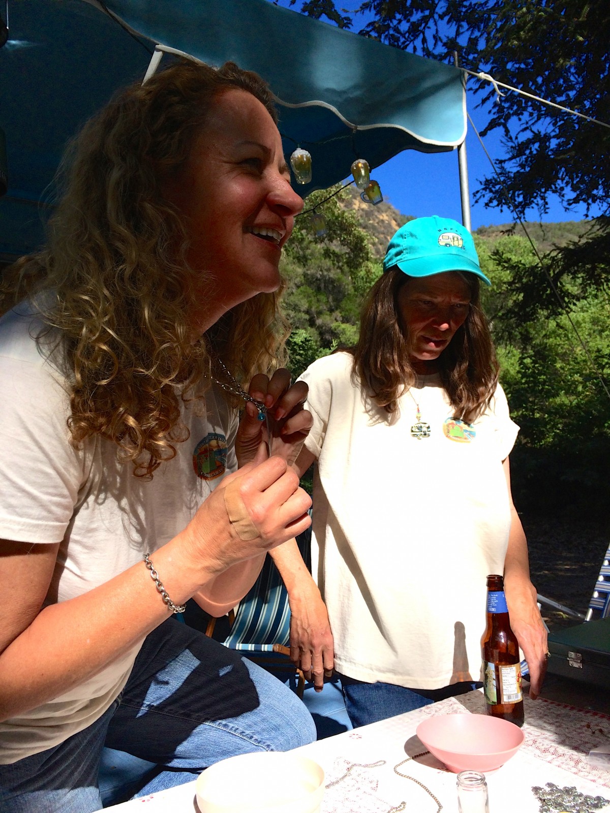 The gals gather for jewelry making...